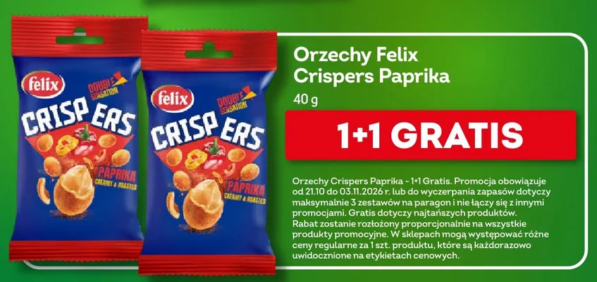 Orzechy Felix Crispers Paprika promocja w Żabka