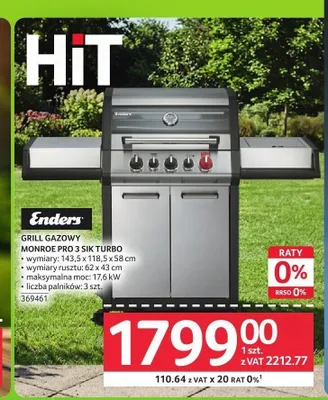 Grill gazowy Enders Monroe Pro 3 SIK Turbo promocja w Selgros