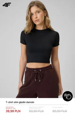 T-shirt damski slim gładki 4F promocja w 4F