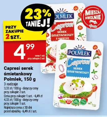 Ser serek śmietankowy Capresi Polmlek, 150 g promocja w Twój Market