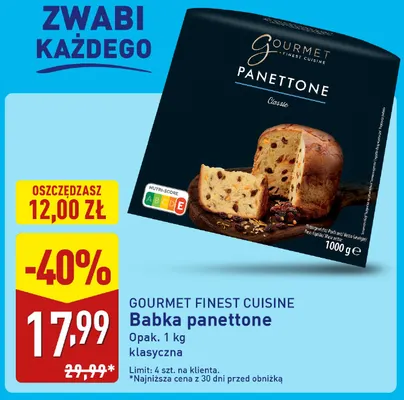 Babka panettone klasyczna Gourmet Finest Cuisine promocja w Aldi