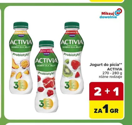 Jogurt do picia Activia Malina Granat promocja w Carrefour Express