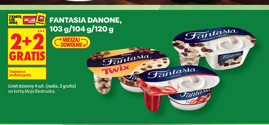 Jogurt Fantasia Danone Twix promocja w Biedronka