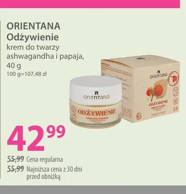 Krem do twarzy ashwagandha i papaja ORIENTANA Odżywienie promocja w Hebe