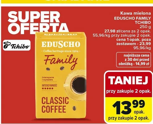 Kawa mielona EDUSCHO FAMILY TCHIBO 250 g promocja w Carrefour