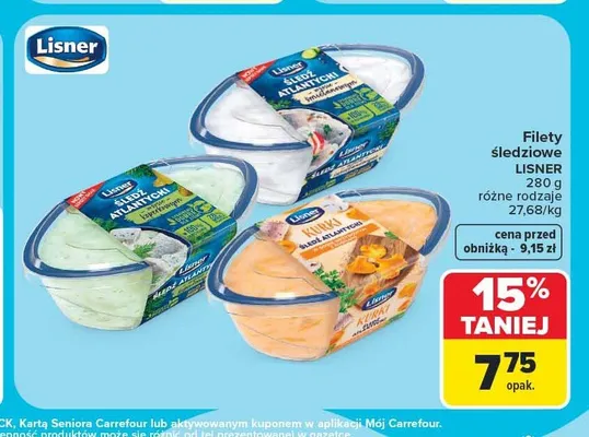 Filety śledziowe w sosie śmietankowym Lisner promocja w Carrefour