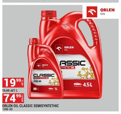 Olej silnikowy Orlen Oil Classic Semisynthetic 10W-40 promocja w Merkury Market