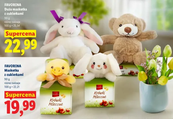 Maskotka z cukierkami różne rodzaje promocja w Lidl