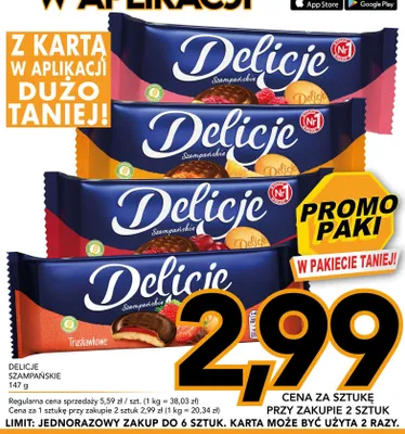 Biszkopty z galaretką malinową Delicje Szampańskie promocja w Kupiec