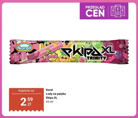 Lody na patyku Koral Ekipa XL Trinity promocja w Dino