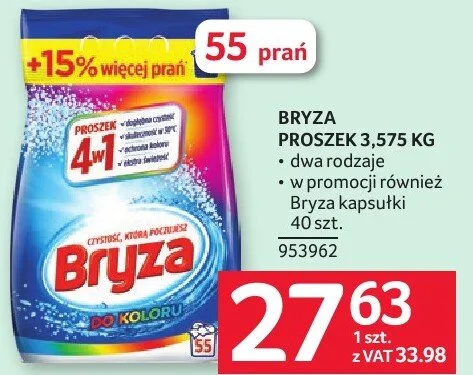Proszek BRYZA PROSZEK 3,575 KG dwa rodzaje promocja w Selgros