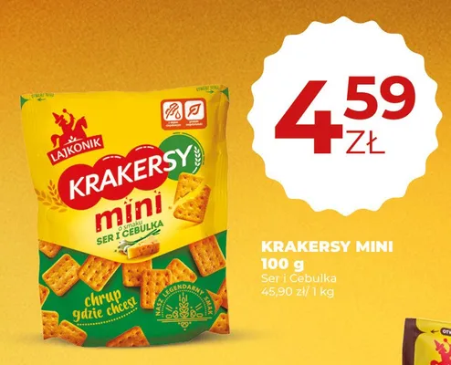 Krakersy mini Lajkonik Ser i Cebulka promocja w Duży Ben