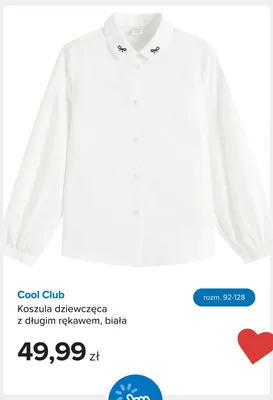 Koszula dziewczęca z długim rękawem biała Cool Club promocja w Smyk