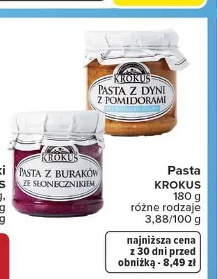 Pasta z buraków ze słonecznikiem Krokus promocja w Carrefour