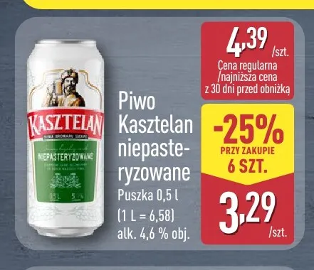 Piwo Kasztelan niepasteryzowane promocja w Aldi