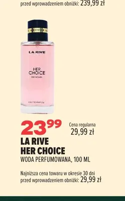 Woda perfumowana La Rive Her Choice promocja w Drogerie Natura