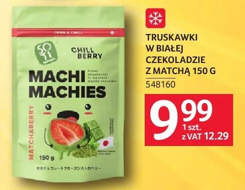 Truskawki w białej czekoladzie z matcha 150 g Machies promocja w Selgros