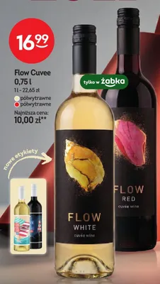 Wino czerwone półwytrawne Flow Red promocja w Żabka