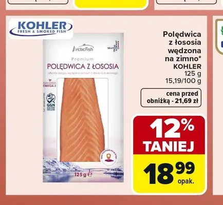 Polędwica z łososia wędzona na zimno KOHLER promocja w Carrefour Market