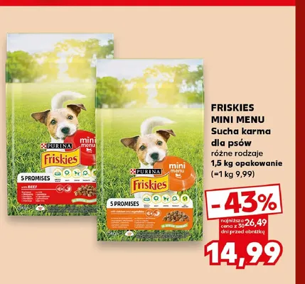 Sucha karma dla psów Mini Menu z kurczakiem i warzywami Friskies promocja w Kaufland