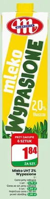 Mleko UHT 2% Wypasione Mlekovita promocja w Dino