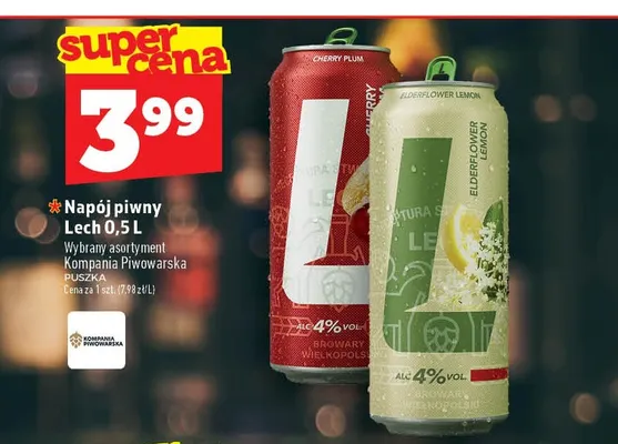 Napój piwny Lech Elderflower Lemon promocja w TOPAZ