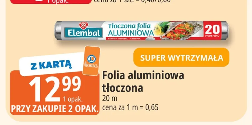 Folia aluminiowa tłoczona Elembal promocja w Leclerc
