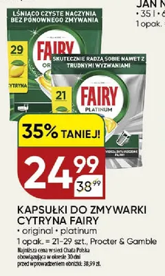 Kapsułki do zmywarki cytryna Fairy Original promocja w Chata Polska