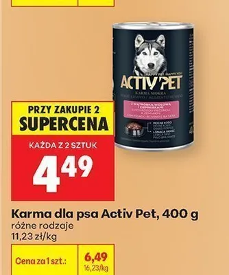 Karma mokra dla psa Activ Pet z wątróbką wołową i ziemniakami promocja w Biedronka