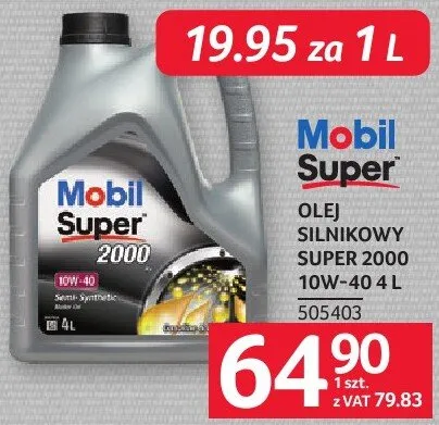 Olej silnikowy MOBIL OLEJ SILNIKOWY SUPER 2000 10W-40 4 L promocja w Selgros