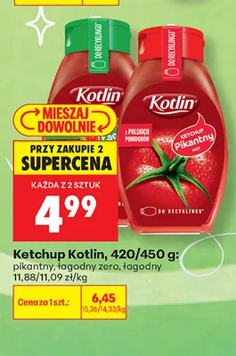 Ketchup Kotlin łagodny zero promocja w Biedronka