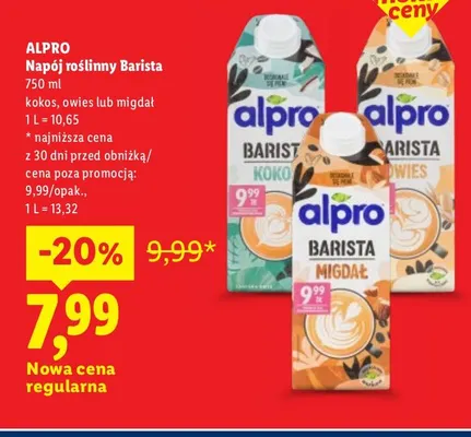Napój roślinny Barista owies Alpro promocja w Lidl