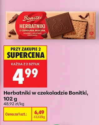 Herbatniki w czekoladzie Bonitki promocja w Biedronka