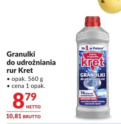 Granulki do udrażniania rur Kret promocja w Makro