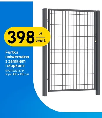 Furtka uniwersalna z zamkiem i słupkami promocja w Castorama