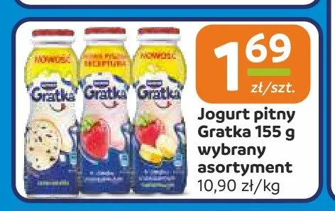 Jogurt pitny Gratka 155g promocja w Społem Częstochowa