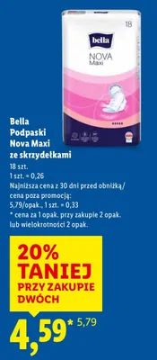 Podpaski Nova Maxi ze skrzydełkami Bella promocja w Lidl