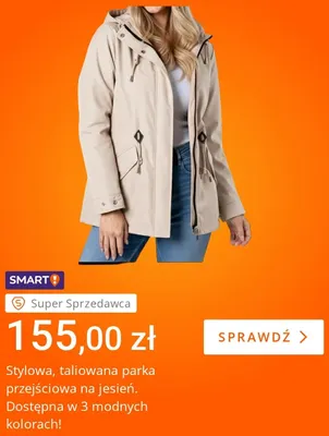 Parka przejściowa taliowana na jesień promocja w Allegro