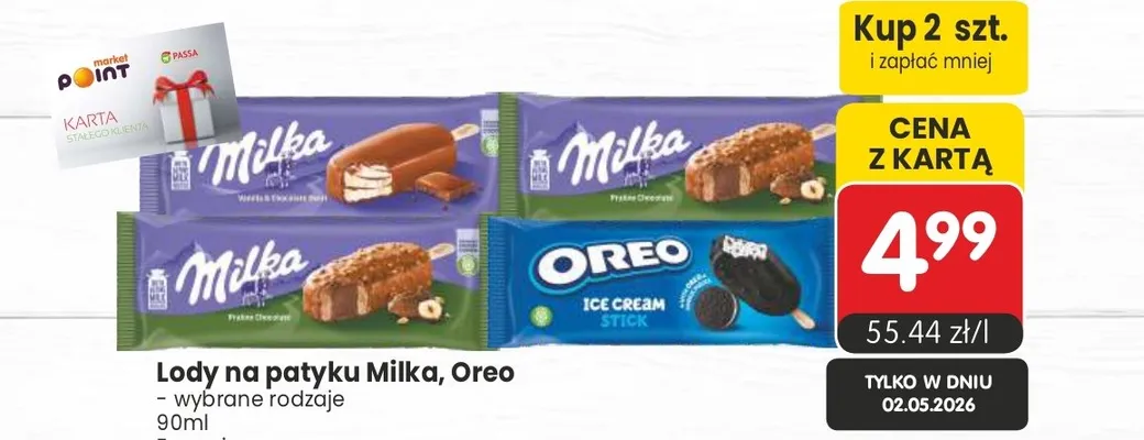 Lody na patyku Milka promocja w Market Point