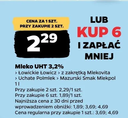 Mleko UHT Uchate 1 l promocja w Netto