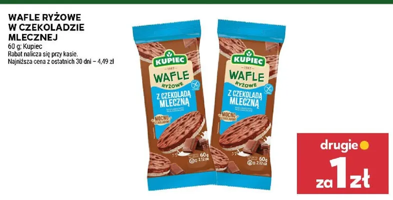 Wafle ryżowe w czekoladzie mlecznej Kupiec promocja w Stokrotka