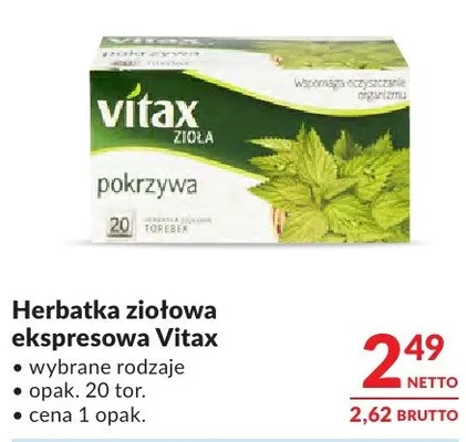 Herbatka ziołowa ekspresowa Vitax wybrane rodzaje promocja w Makro