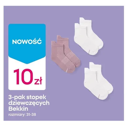 Stopki dziewczęce Bekkin 3-pak promocja w Pepco