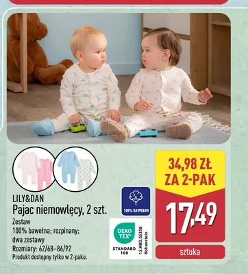 Pajac niemowlęcy 2-pak Lily & Dan promocja w Aldi