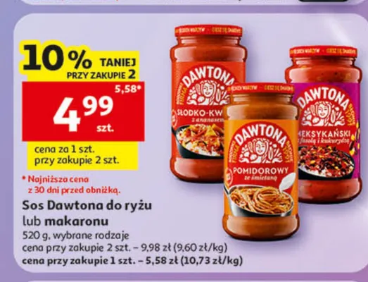 Sos Dawtona do ryżu lub makaronu pomidorowy promocja w Auchan