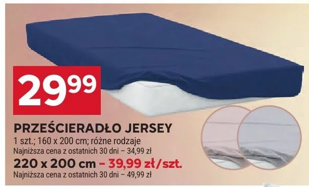 Prześcieradło Jersey 220x200cm promocja w Stokrotka