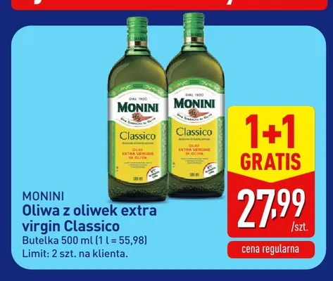 Oliwa z oliwek extra virgin Classico Monini promocja w Aldi