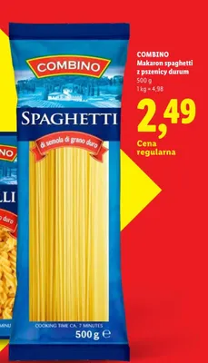 Makaron spaghetti z pszenicy durum Combino promocja w Lidl