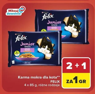 Karma mokra dla kota Felix Junior Fantastic promocja w Carrefour