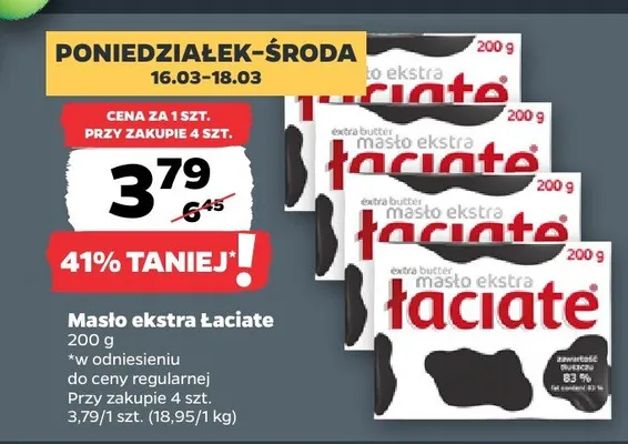 Masło ekstra Łaciate promocja w Netto